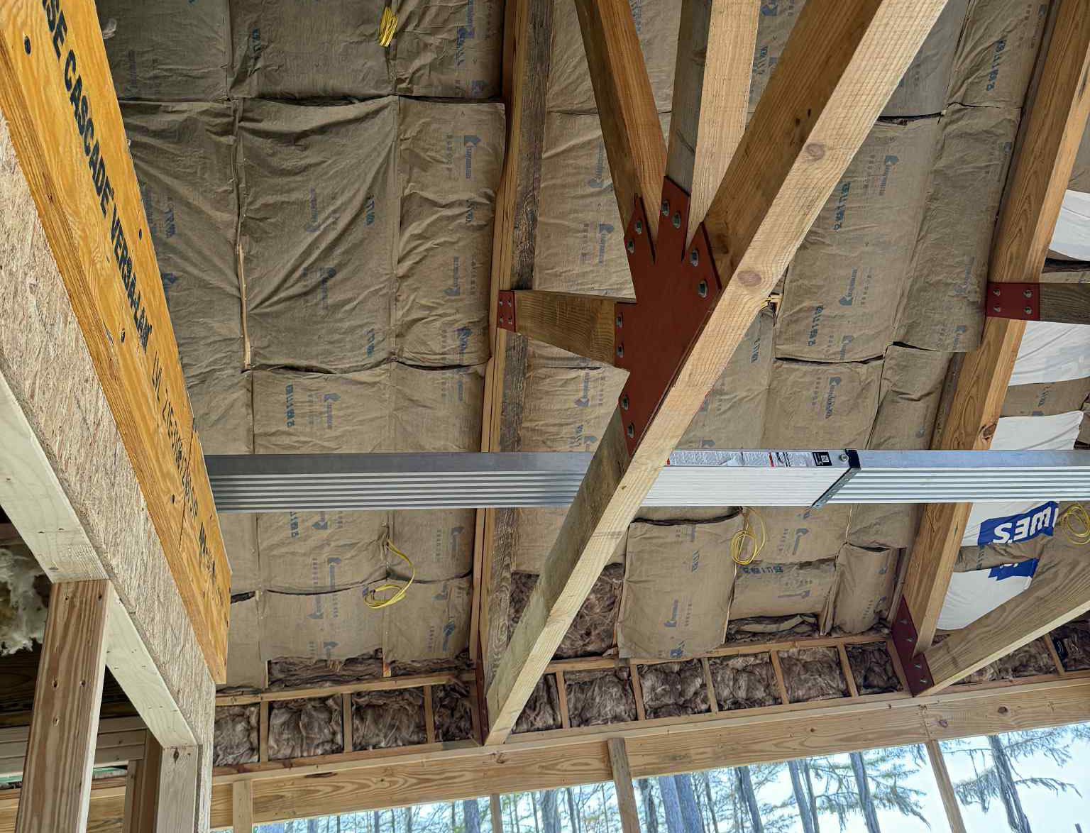 Fiberglass insulation in ceiling