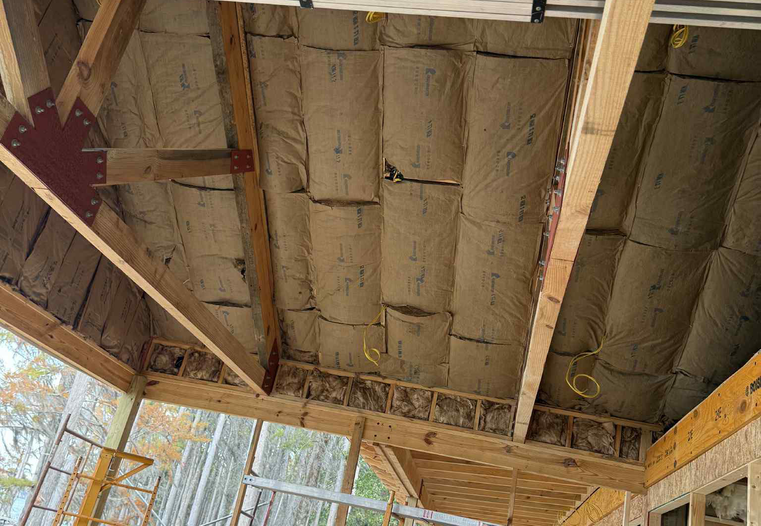 Fiberglass insulation in roof