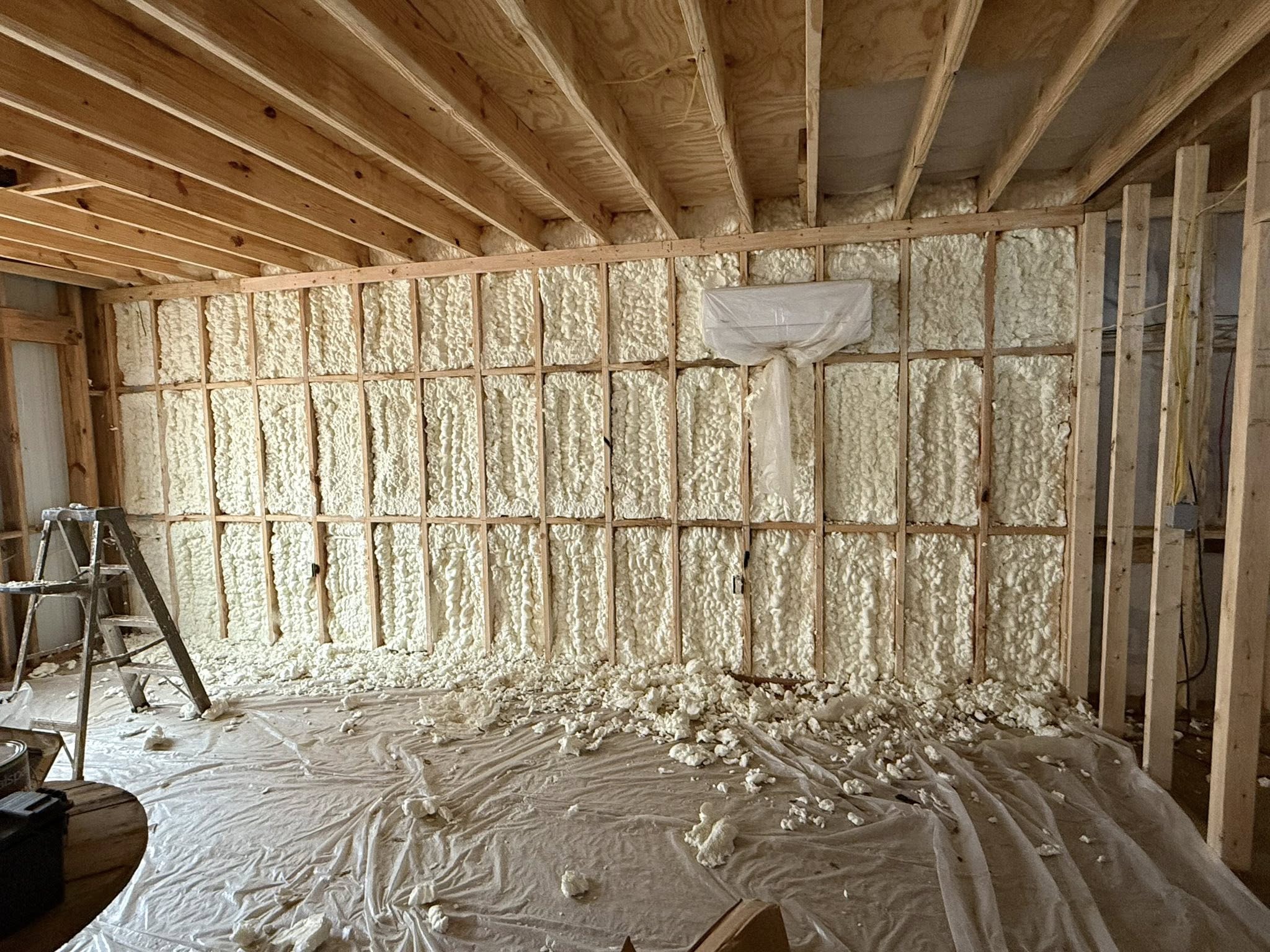 Spray foam insulation in walls